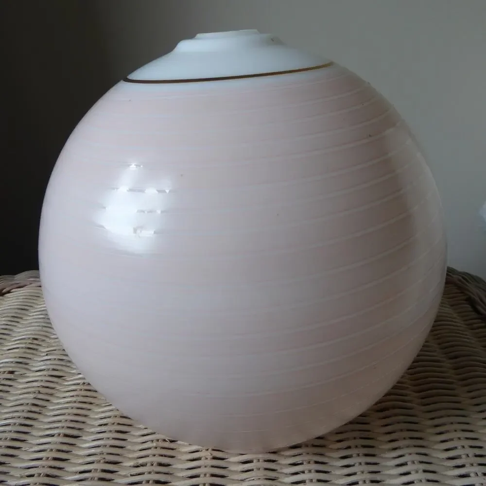 Antique Hand Painted Oil Lamp Globe Ball Lamp Shade 8” Tall 9” Dia 4” Base Rim